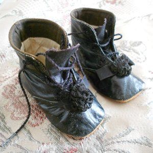 Antique Black Leather Baby Boots